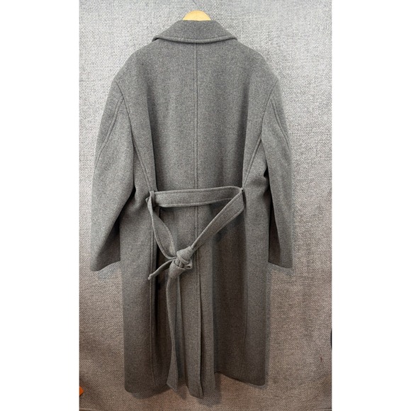 Dunst Unisex Mac Coat XL Charcoal Gray Wool Blend Pockets Belted Classic Winter - Picture 5 of 16